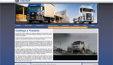 Layout desenvolvido para a TransRio Ônibus e Caminhões Volkswagen. Criação de web site e sistema.